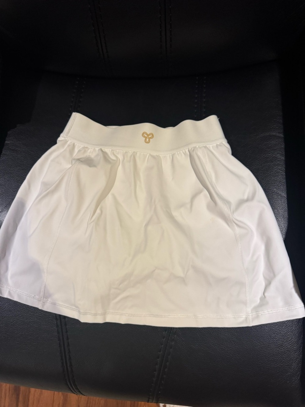 Aritzia White Mini Skirt with Gold Logo
